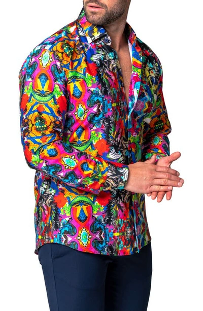 Maceoo Fibonacci Acidroar Regular Fit Button-up Shirt In Blue Multi