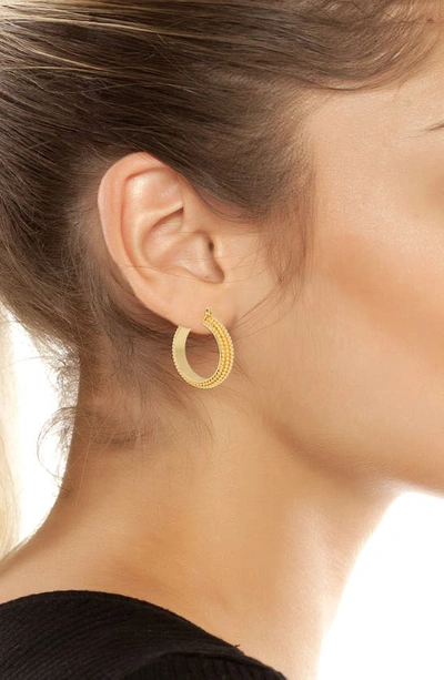 Shop Allsaints Large Bead Hoop Earrings In Gold