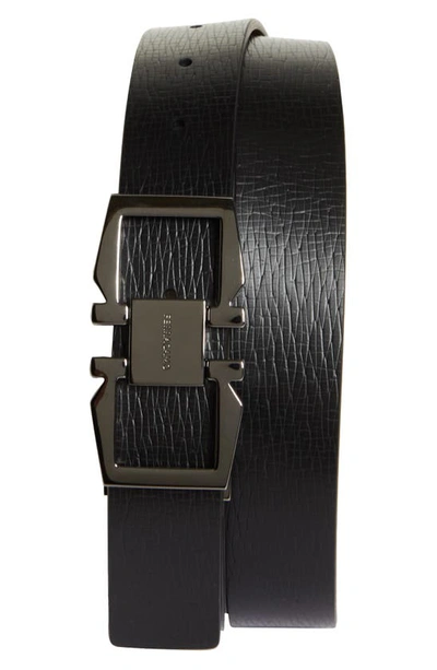 Shop Ferragamo Double Gancio Reversible Belt In Nero Cocoa Brown