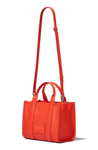Shop Marc Jacobs The Leather Small Tote Bag In Electric Orange