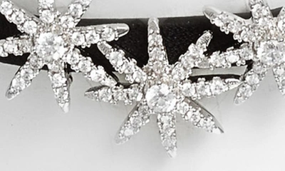 Cz By Kenneth Jay Lane Three Starburst Choker In Clear/silver