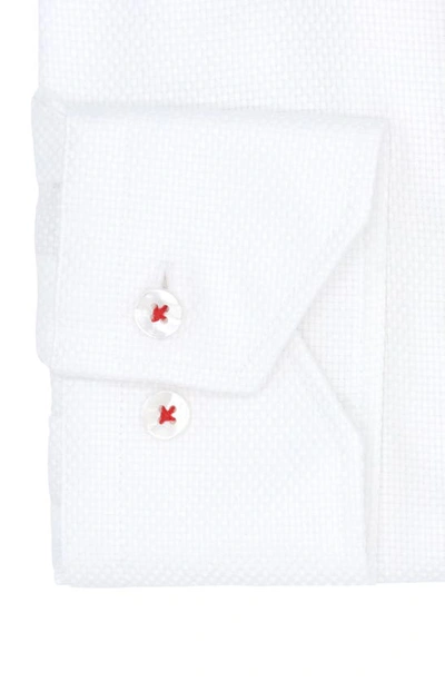 Lorenzo Uomo Trim Fit Textured Solid Cotton Dress Shirt In White