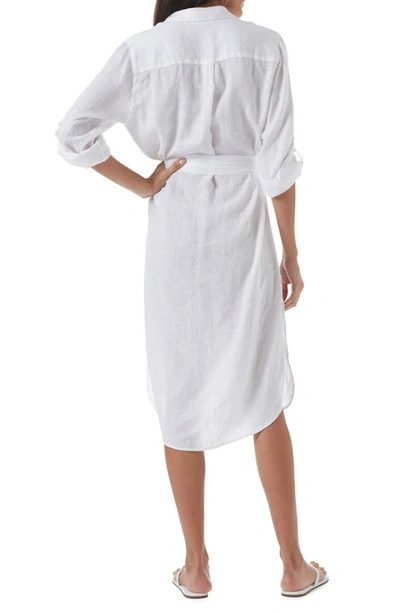 Melissa Odabash Dania Linen Shirt Dress In White