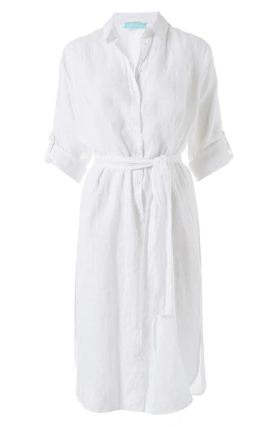 Melissa Odabash Dania Linen Shirt Dress In White