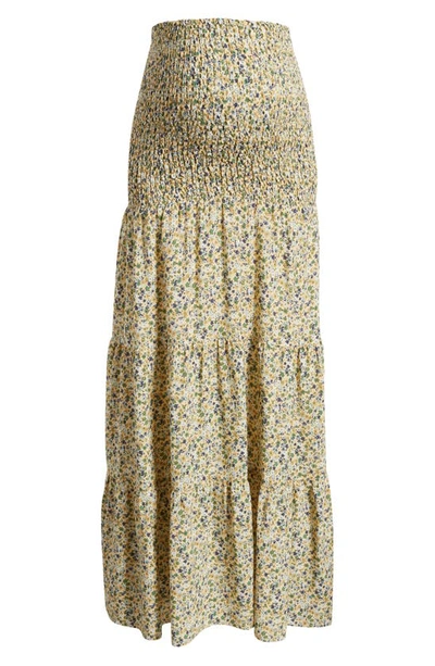 Angel Maternity Shirred Maternity Maxi Skirt In Yellow