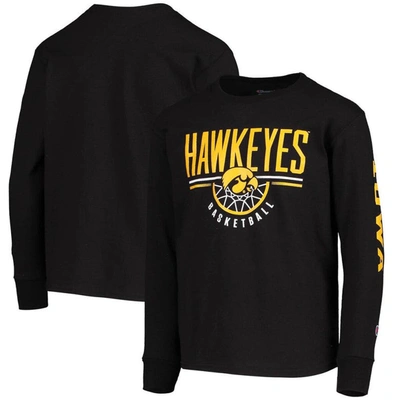 Shop Champion Youth  Black Iowa Hawkeyes Basketball Long Sleeve T-shirt