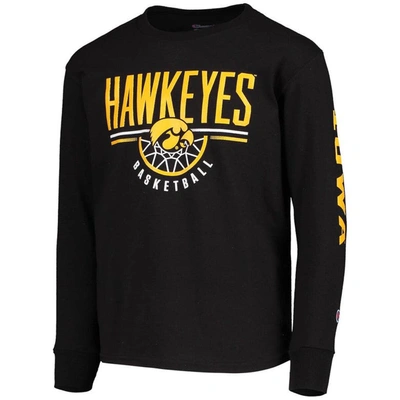 Shop Champion Youth  Black Iowa Hawkeyes Basketball Long Sleeve T-shirt