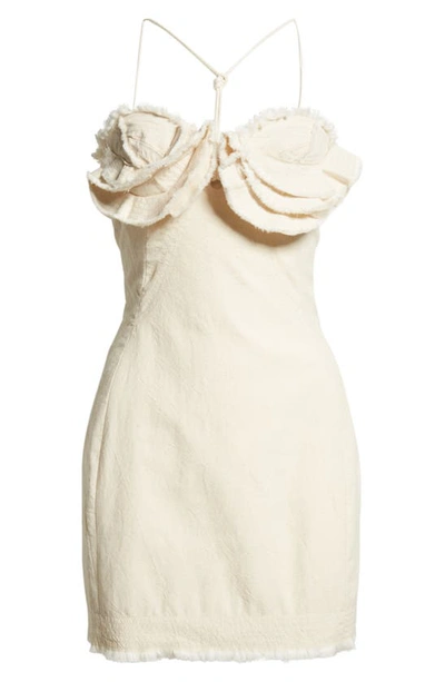 Shop Jacquemus La Robe Artichaut Courte Halter Dress In 110 Off-white