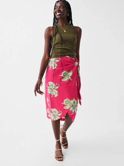 Shop Faherty Pacifica Seersucker Wrap Skirt In Orchid Blossom