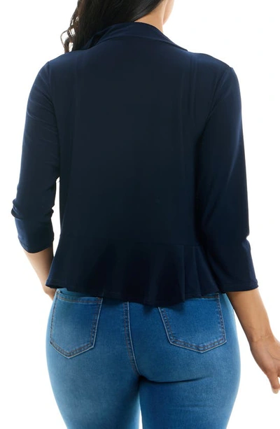 Nina Leonard Ruffle Bolero In Navy