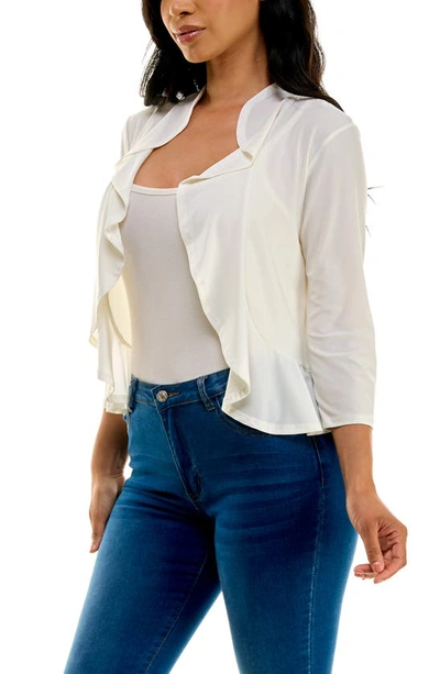 Nina Leonard Ruffle Bolero In Ivory