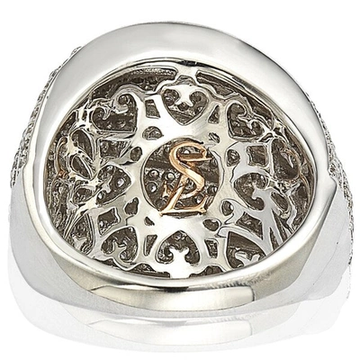 Suzy Levian Sterling Silver Cubic Zirconia Multi-level Curved Dome Ring In White