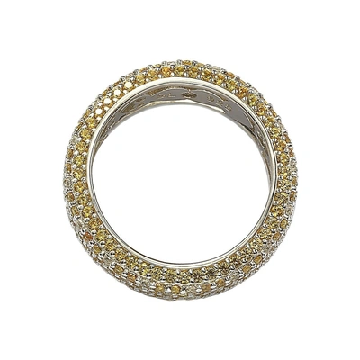 Suzy Levian Sterling Silver Yellow Sapphire And Diamond Accent Eternity Pave Ring