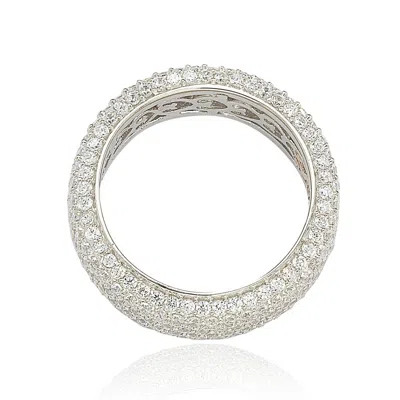 Suzy Levian Cubic Zirconia Sterling Silver Eternity Pave Ring In White