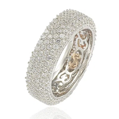 Suzy Levian Cubic Zirconia Sterling Silver Eternity Pave Ring In White