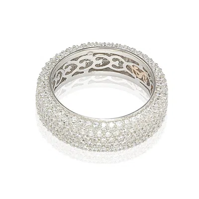 Suzy Levian Cubic Zirconia Sterling Silver Eternity Pave Ring In White