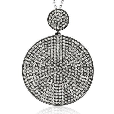 Suzy Levian Black Sterling Silver Cubic Zirconia Pendant