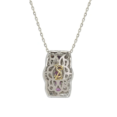 Suzy Levian Sterling Silver Pink Sapphire And Diamond Accent Wavy Pendant