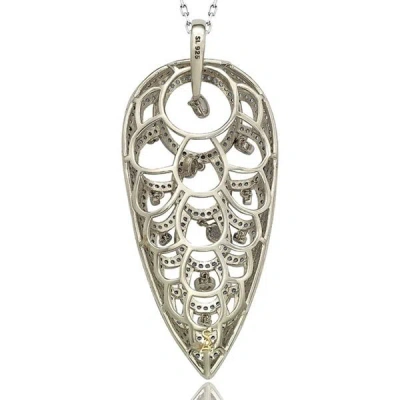 Suzy Levian Sterling Silver Sapphire Pave Necklace In Blue