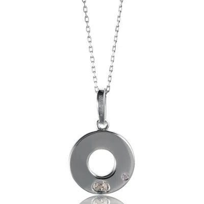 Suzy Levian Sterling Silver Cubic Zirconia White 3-row Circle Pendant