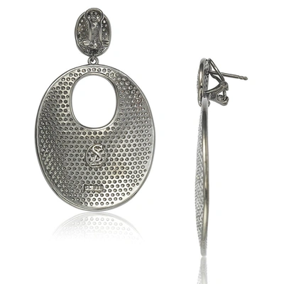 Suzy Levian Blackened Sterling Silver Cubic Zirconia Earrings