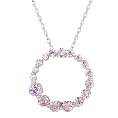 Shop Suzy Levian Sterling Silver Pink Cubic Zirconia Circle Journey Necklace