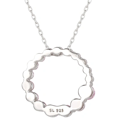 Shop Suzy Levian Sterling Silver Pink Cubic Zirconia Circle Journey Necklace