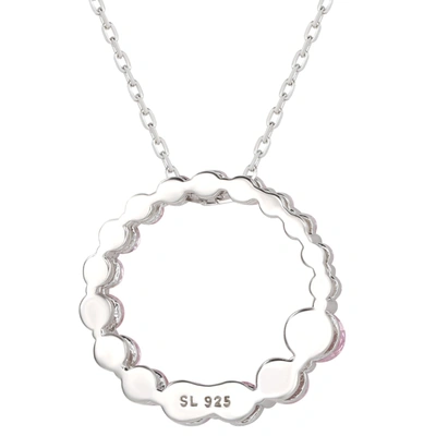 Suzy Levian Sterling Silver Pink Cubic Zirconia Circle Journey Necklace