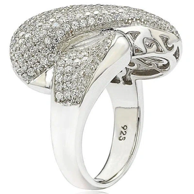 Suzy Levian Sterling Silver Cubic Zirconia Crossover X Ring In White