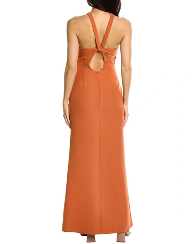 Shop Bcbgmaxazria Halter Gown In Orange
