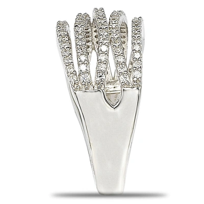Suzy Levian Cubic Zirconia Sterling Silver Crossing Ring - White