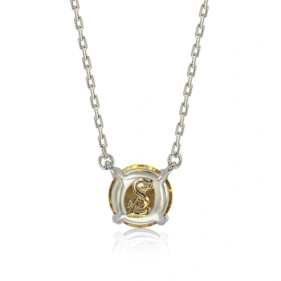 Suzy Levian Sterling Silver Sapphire Solitaire Pendant Necklace In Yellow