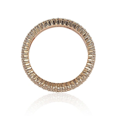 Suzy Levian Rosed Sterling Silver Micro-pave White Cubic Zirconia Eternity Band In Pink