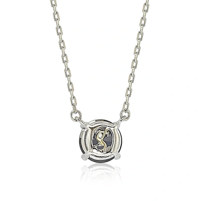 Suzy Levian Sterling Silver Blue Sapphire Solitaire Necklace In Blue