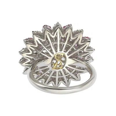 Suzy Levian Pink Sapphire And Diamond Accent In Sterling Silver Ring