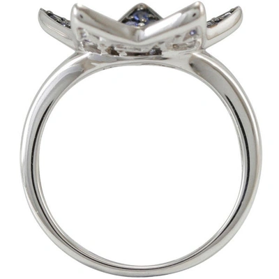 Shop Suzy Levian 1ct Sapphire And Diamond In Sterling Silver And 18k Gold Star Ring In Blue