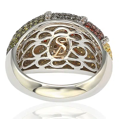 Suzy Levian Exotic Sterling Silver Cubic Zirconia Ring In Multi