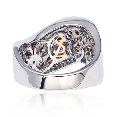 Suzy Levian Brown And White Cubic Zirconia Sterling Silver Ring