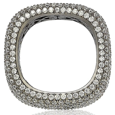 Suzy Levian Blackened Sterling Silver Cubic Zirconia Square Micro Pave Eternity Ring