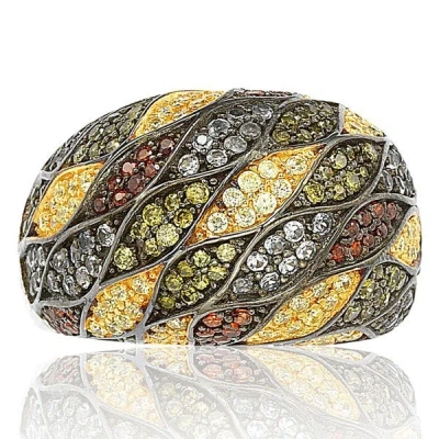 Suzy Levian Sterling Silver Cubic Zirconia Multi-color Pave Dome Ring