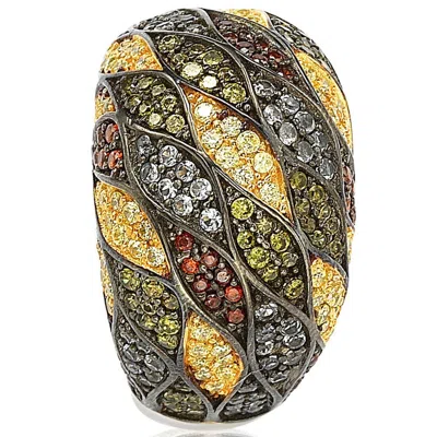 Suzy Levian Sterling Silver Cubic Zirconia Multi-color Pave Dome Ring