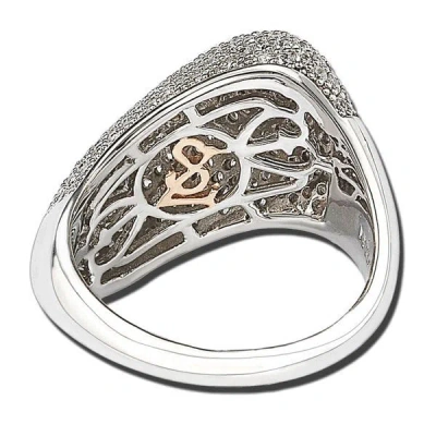 Suzy Levian Sterling Silver Pave Cubic Zirconia Diagonal Pave Ring In White