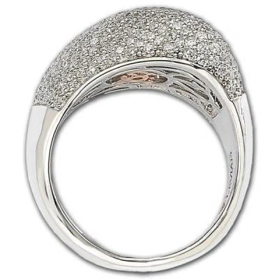 Suzy Levian Sterling Silver Pave Cubic Zirconia Diagonal Pave Ring In White