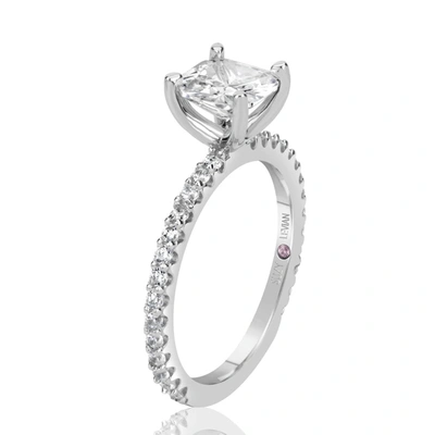 Suzy Levian Sterling Silver Round Cut Cubic Zirconia Bridal Engagement Ring In White
