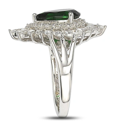 Suzy Levian Sterling Silver And 18k Gold Simulated Emerald Ring In Green