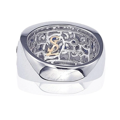 Suzy Levian Sapphire And Diamond In Sterling Silver And 18k Gold Ring In Blue