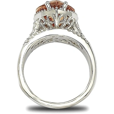 Shop Suzy Levian Sterling Silver Heart-shape Orange Cubic Zirconia Ring