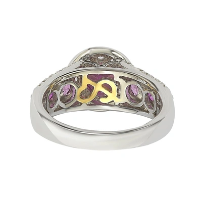 Suzy Levian Sterling Silver 3 3/5ct Tgw Pink Sapphire And Diamond Accent Engagement Ring In Pink