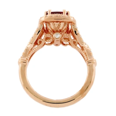 Suzy Levian Rose Sterling Silver Created Ruby And White Cubic Zirconia Engagement Ring In Red