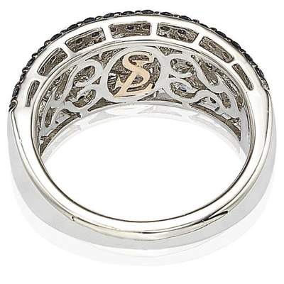 Suzy Levian 2.28ct Sapphire And Diamond Accent In Sterling Silver Abstract Ring In Blue